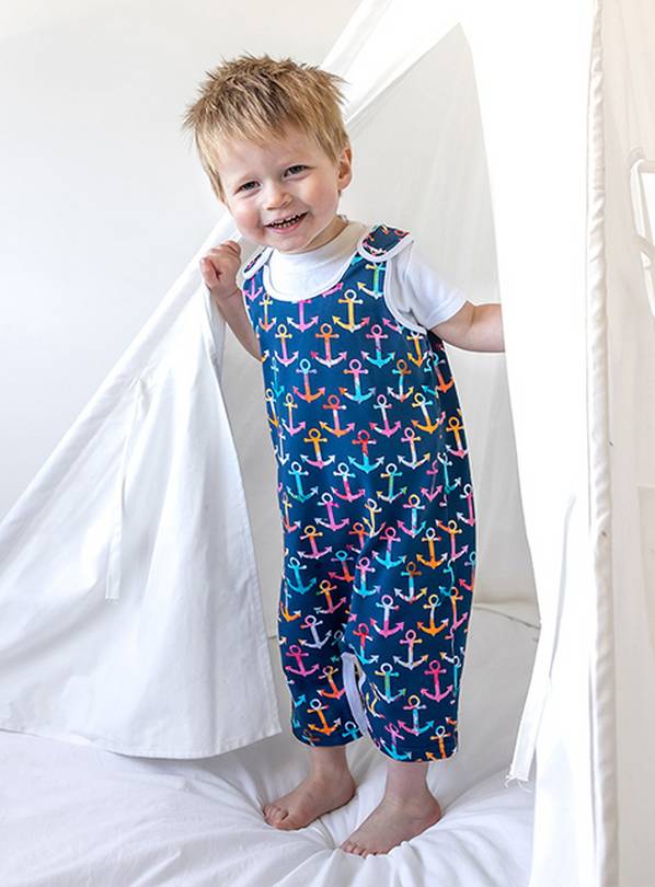 FRED & NOAH Multi Colour Anchor Print Shoulder Popper Romper 6-12 Month